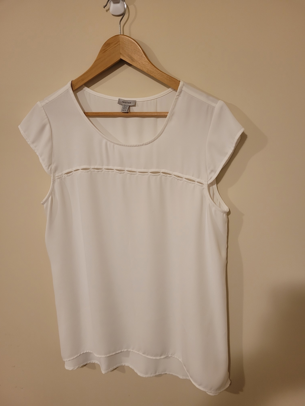 Women's Tristan White Cap-Sleeve Chiffon Blouse Size XL